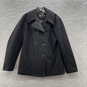 VTG US Navy Peacoat Womens Large Black Wool Double Breasted US Military